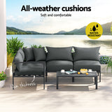 Gardeon 4 Seater Outdoor Aluminium Sofa Set 4 Piece Charcoal — Allure Home Collections