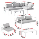 Nabawa Outdoor Lounge Set, 4 seater, White