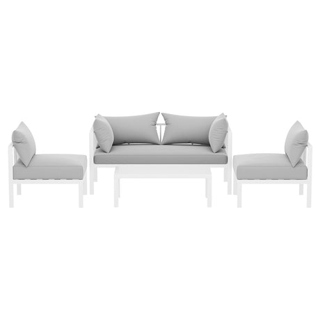 Coolangatta 4 Piece Outdoor Sofa Set, White Aluminium