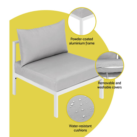 Coolangatta 4 Piece Outdoor Sofa Set, White Aluminium