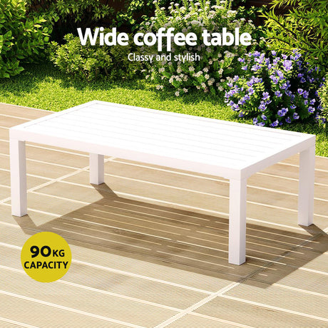 Coolangatta 4 Piece Outdoor Sofa Set, White Aluminium