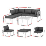 Narrabeen 6 Piece Outdoor Lounge Set, White Aluminium