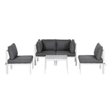 Narrabeen 6 Piece Outdoor Lounge Set, White Aluminium