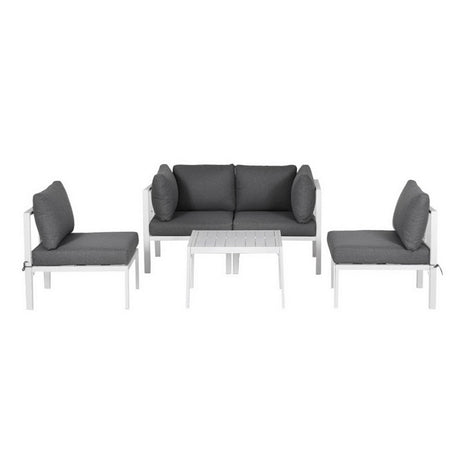 Narrabeen 6 Piece Outdoor Lounge Set, White Aluminium