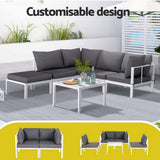 Narrabeen 6 Piece Outdoor Lounge Set, White Aluminium