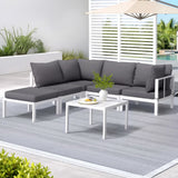 Narrabeen 6 Piece Outdoor Lounge Set, White Aluminium