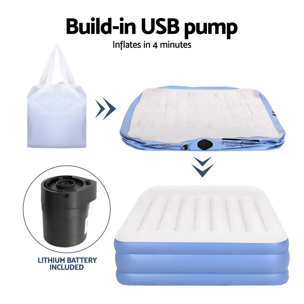 Opabin Air Mattress Queen, 46cm Inflatable with Built In Pump