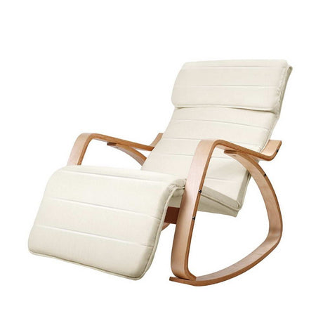 Linden beige cotton rocking chair in a modern living room