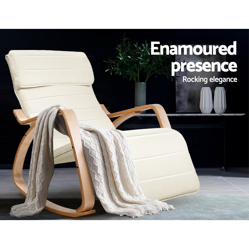 Afton Modern Rocking Armchair with Adjustable Footrest