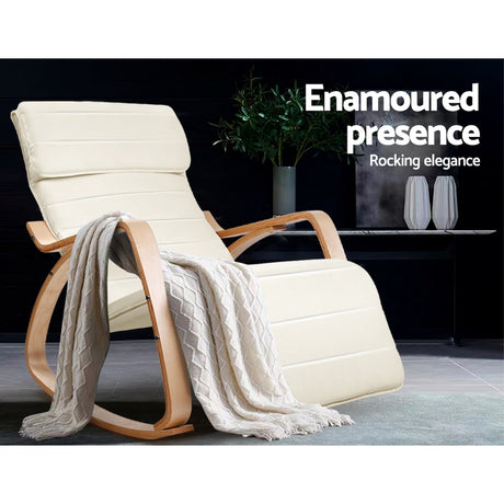 Afton Modern Rocking Armchair with Adjustable Footrest