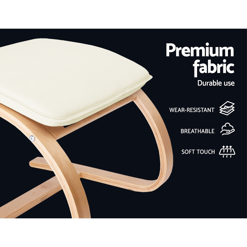 Artiss Beige Bentwood Rocking Armchair Footstool