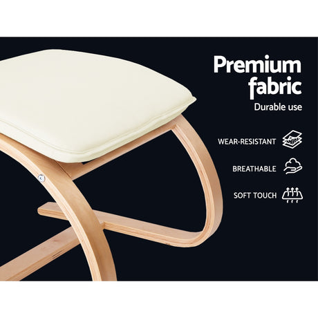 Artiss Beige Bentwood Rocking Armchair Footstool