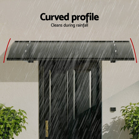 Instahut Window Door Awning Canopy 1mx1m Grey Solid Sheet Metal Frame