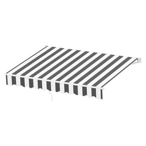 Dubrovnik manual folding arm awning grey and white 2.5m x 2.0m patio shade extended over outdoor setting