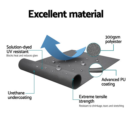 Instahut Retractable Folding Arm Awning Manual Sunshade 3M X 2M Grey