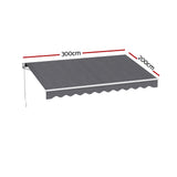 Instahut Retractable Folding Arm Awning Motorised Sunshade 3M X 2M Grey