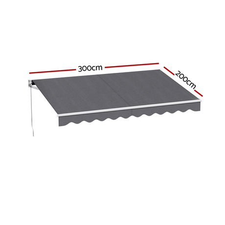 Instahut Retractable Folding Arm Awning Motorised Sunshade 3M X 2M Grey