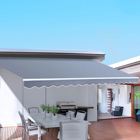 Split motorised folding arm awning pearl grey 3.0m x 2.5m remote controlled patio shade extended