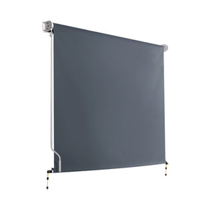 Rovinj grey outdoor roll down mesh blind awning 1.5m x 2.5m lowered across pergola opening