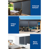 Instahut 1.5X2.5M Outdoor Blinds Awning Roll Down Canopy Retractable Outdoor Blinds Window Shade Grey