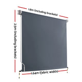Instahut 1.8X2.5M Outdoor Blinds Awning Roll Down Canopy Retractable Outdoor Blinds Window Shade Grey