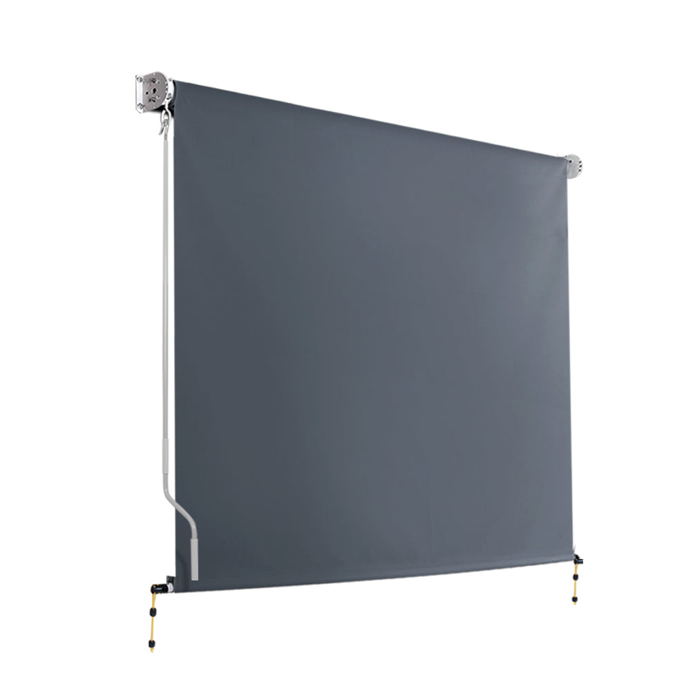 Instahut 2.1X2.5M Outdoor Blinds Awning Roll Down Canopy Retractable Outdoor Blinds Window Shade Grey