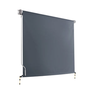 Rovinj grey outdoor roll down mesh blind awning 2.1m x 2.5m lowered across pergola opening