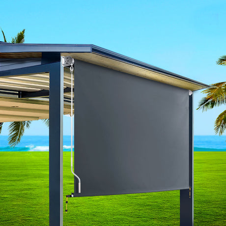 Instahut 2.1X2.5M Outdoor Blinds Awning Roll Down Canopy Retractable Outdoor Blinds Window Shade Grey