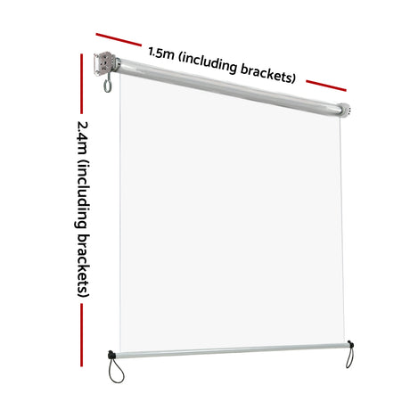 Instahut 1.5X2.4M Outdoor Blinds Clear Roll Down Awning Retractable Outdoor Blinds Water Wind Proof Transparent