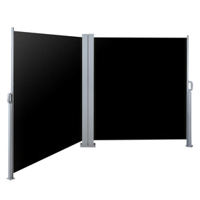 Zadar black retractable side awning privacy screen 2.0m x 6.0m extended beside patio