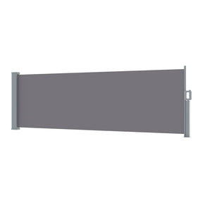 Zadar grey retractable side awning privacy screen 1.0m x 3.0m extended beside patio