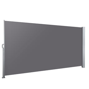 Zadar grey retractable side awning privacy screen 1.4m x 3.0m extended beside patio