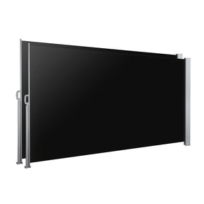 Zadar black retractable side awning privacy screen 2.0m x 3.0m extended beside patio