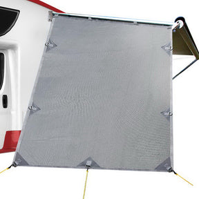 Cavtat grey caravan privacy screen end wall 1.95m x 2.2m mesh panel on roll out awning