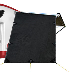 Cavtat black caravan privacy screen end wall 1.95m x 2.2m mesh panel on roll out awning