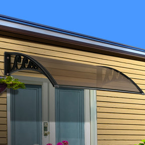 Hvar brown polycarbonate window and door awning canopy 1.0m x 1.2m mounted above doorway