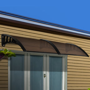 Hvar brown polycarbonate window and door awning canopy 1.0m x 2.4m mounted above doorway