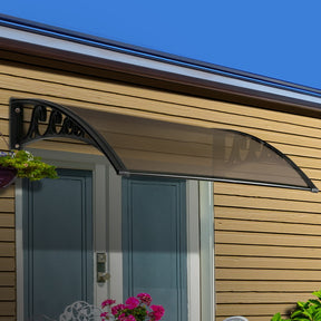 Hvar brown polycarbonate window and door awning canopy 1.0m x 6.0m mounted above doorway