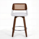 McCrae Swivel Bar Stool, White Rattan 2pcs
