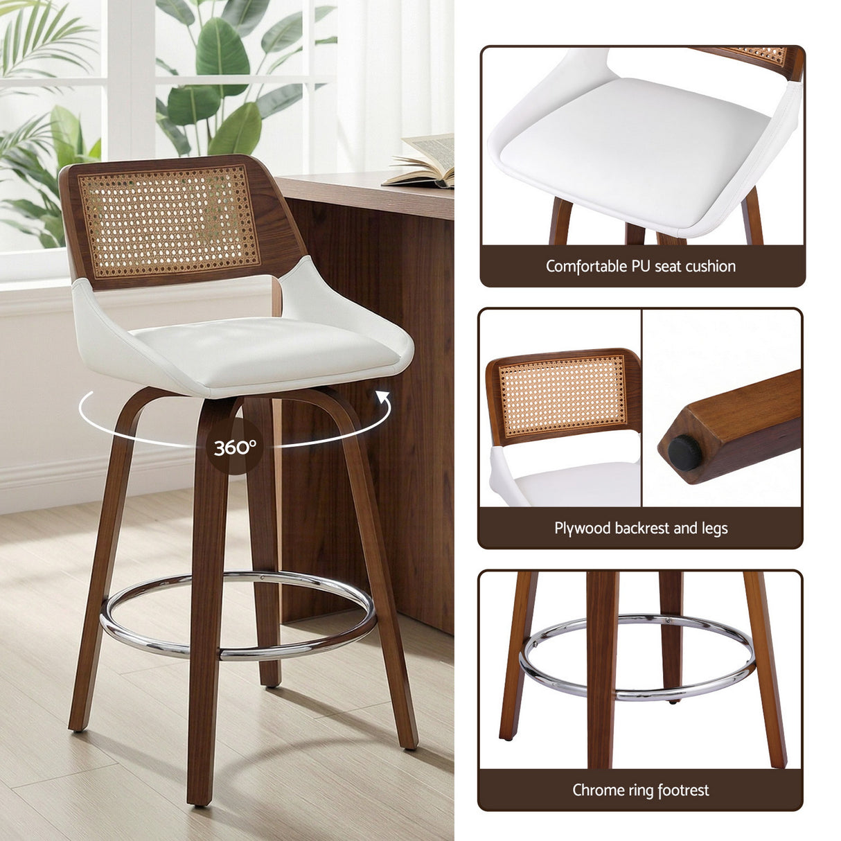 Shoreham white bar stool in a modern Australian kitchen view 8