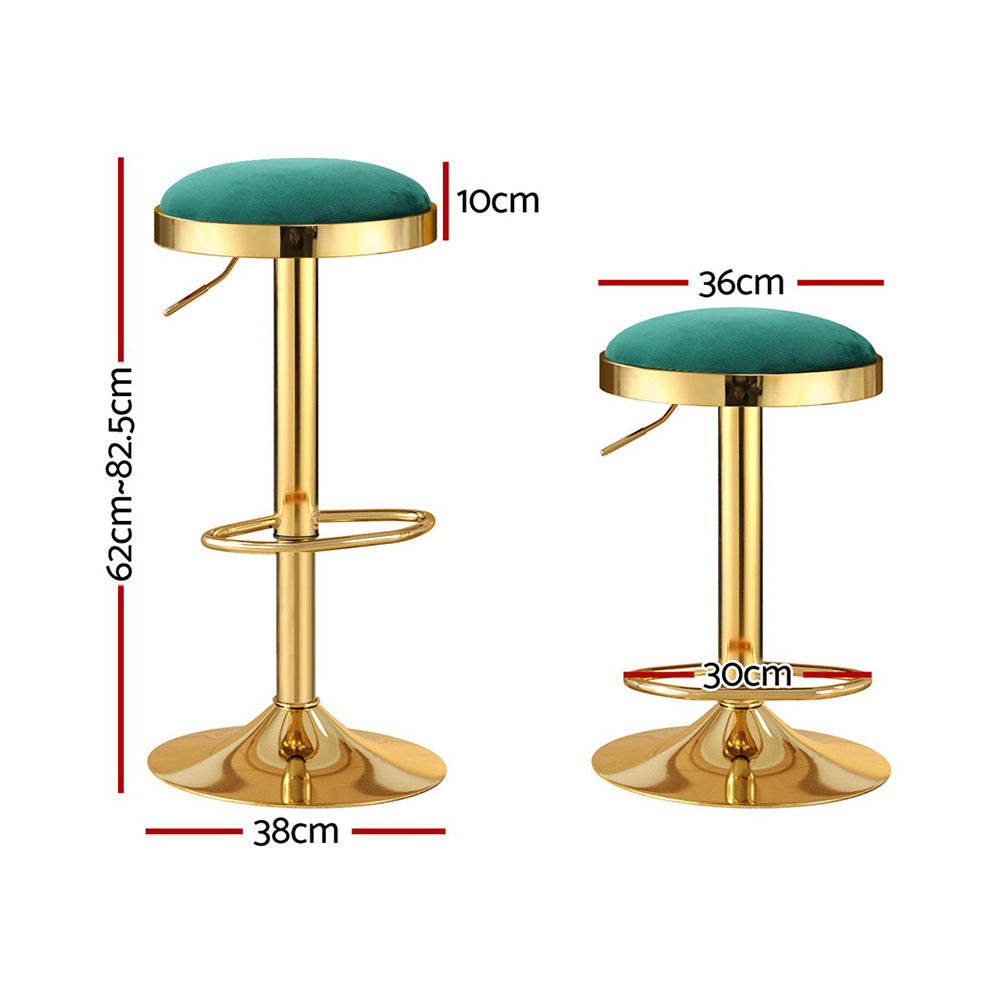 Artiss Green Velvet Bar Stools with Gold Frame