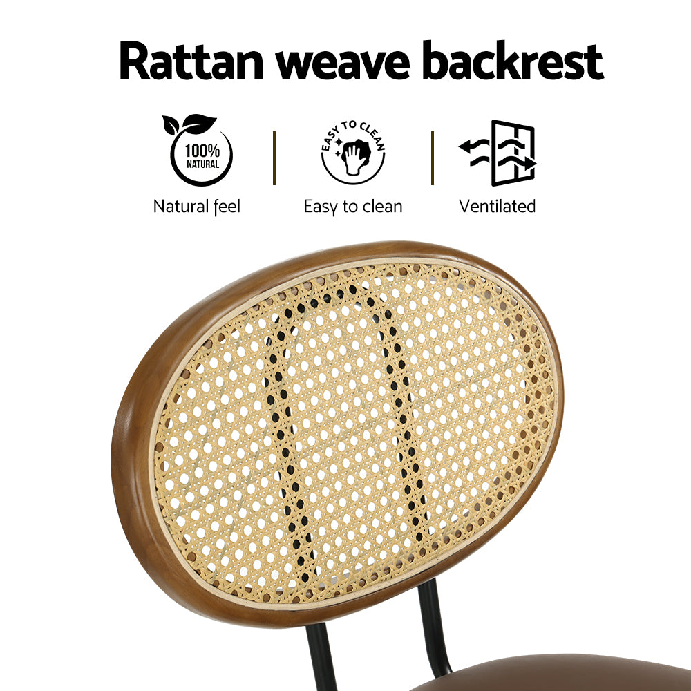 Artiss Raye Brown PU Leather Bar Stools