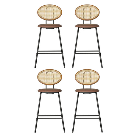 Artiss Brown PU Leather Bar Stools Set