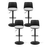 Mordialloc black faux linen gas lift bar stool with curved backrest at a kitchen counter