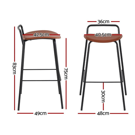 Corinella brown padded bar stool with black metal frame in a modern kitchen