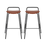 Corinella brown padded bar stool with black metal frame in a modern kitchen
