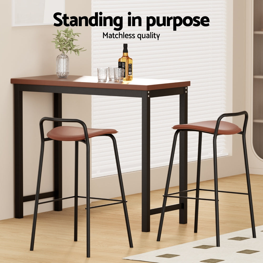 Artiss brown metal bar stool seat and metal frame detail — Allure Home Collections