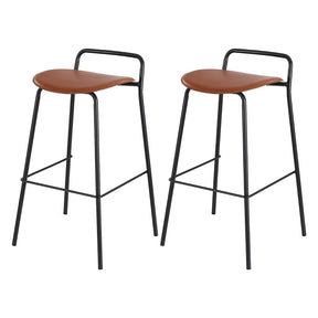 Corinella brown padded bar stool with black metal frame in a modern kitchen