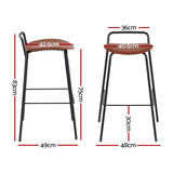 Artiss brown metal bar stool PU cushion seat and frame detail — Allure Home Collections