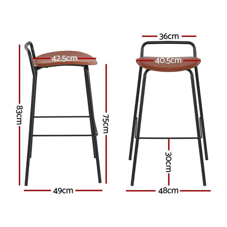 Corinella brown padded bar stool with black metal frame in a modern kitchen